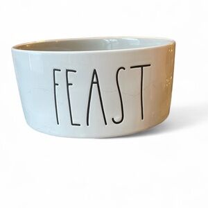 Rae Dunn White Ceramic Bowl with 'FEAST' Text dog bowl